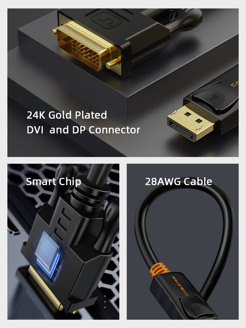 CABLETIME DisplayPort to DVI cable connector and chipset detail