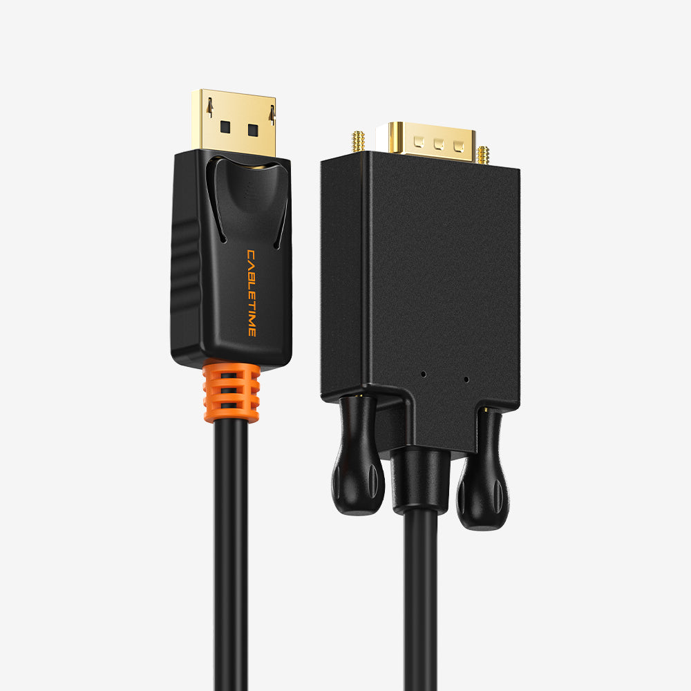 CABLETIME DisplayPort 1.2 to VGA cable supporting 1080p CT-AV585-04G-B