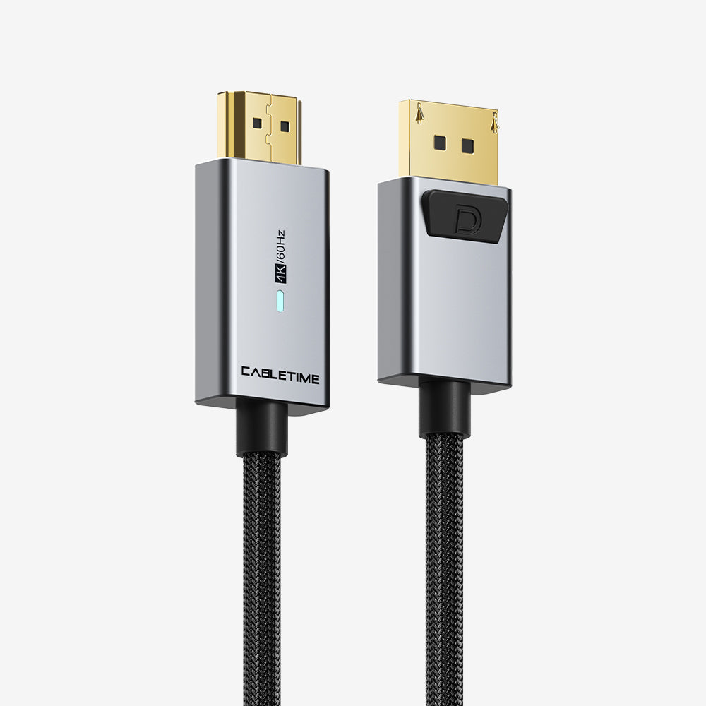 CABLETIME premium DisplayPort to HDMI cable supporting 4K at 60Hz CT-AV585-P02G4K60-S