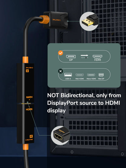 CABLETIME DisplayPort source to HDMI display one-way adapter