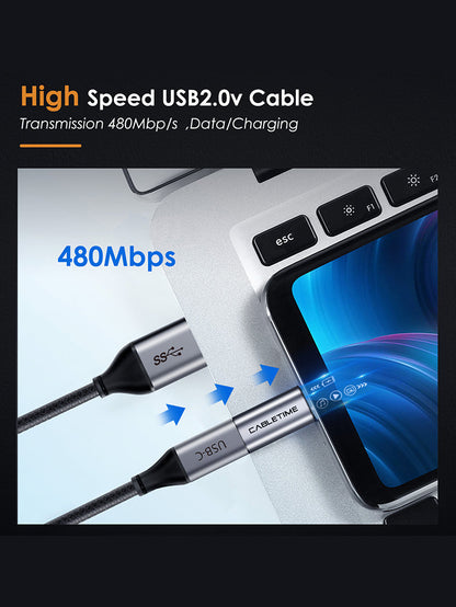 USB 2.0 Micro B to USB Type C Adapter Converter M/F