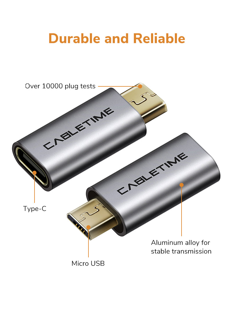 USB 2.0 Micro B to USB Type C Adapter Converter M/F