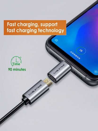 CABLETIME USB C Male to Micro B Female Adapter, model CP75G, SKU CT-C160-PU32-CMMcBF-ASG
