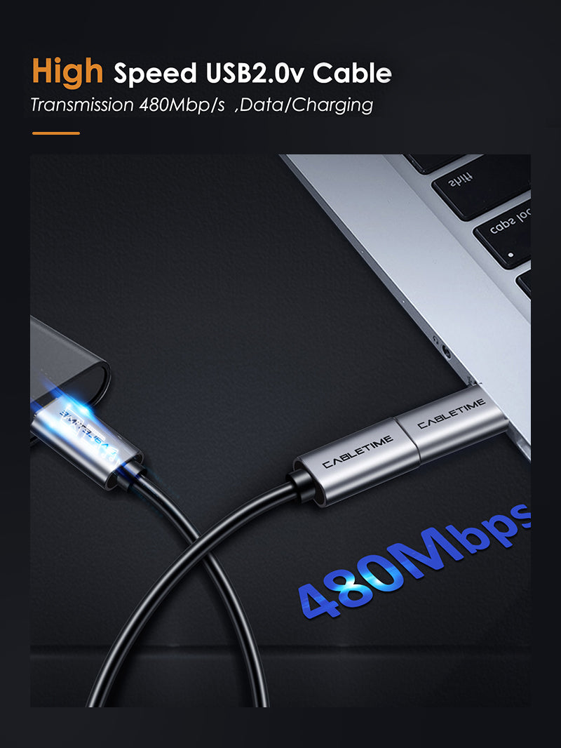 CABLETIME USB C Male to Micro B Female Adapter, model CP75G, SKU CT-C160-PU32-CMMcBF-ASG