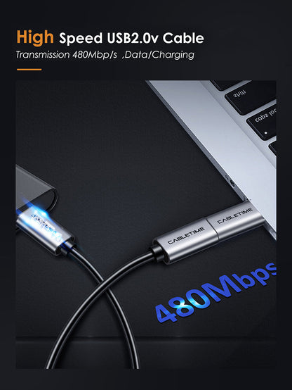 CABLETIME USB C Male to Micro B Female Adapter, model CP75G, SKU CT-C160-PU32-CMMcBF-ASG