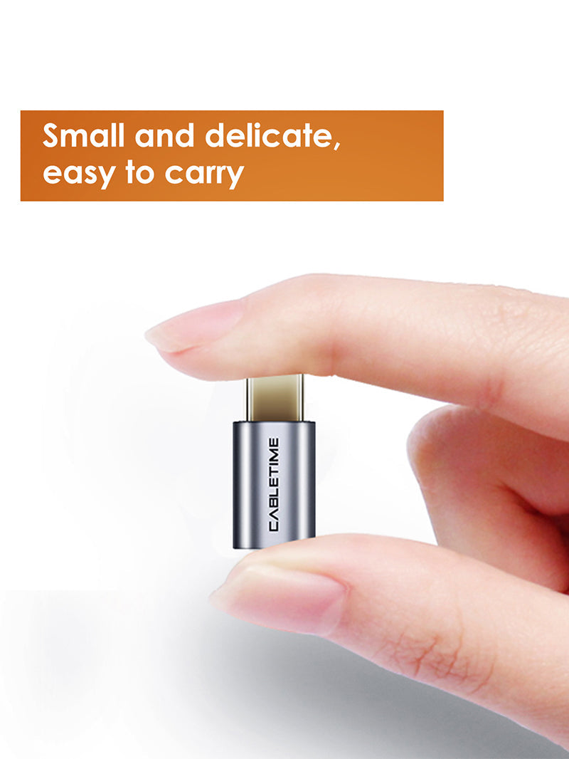 CABLETIME USB C Male to Micro B Female Adapter, model CP75G, SKU CT-C160-PU32-CMMcBF-ASG