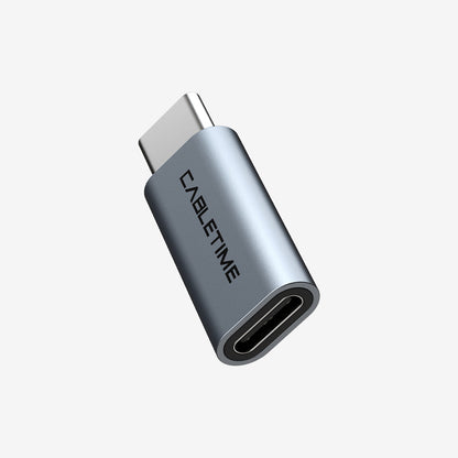 CABLETIME USB-C male to USB-C female adapter CP74G CT-C160-U31-CMCF-AS