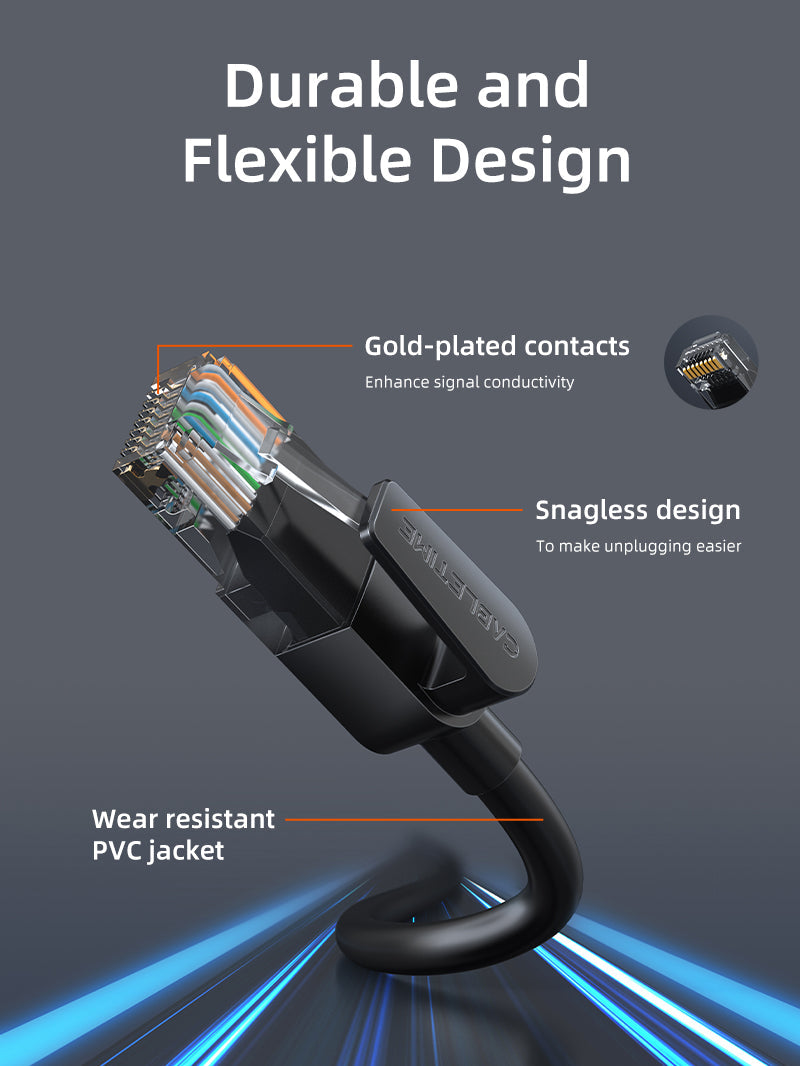 CABLETIME Cat6 Ethernet Network Cable UTP RJ45 Black