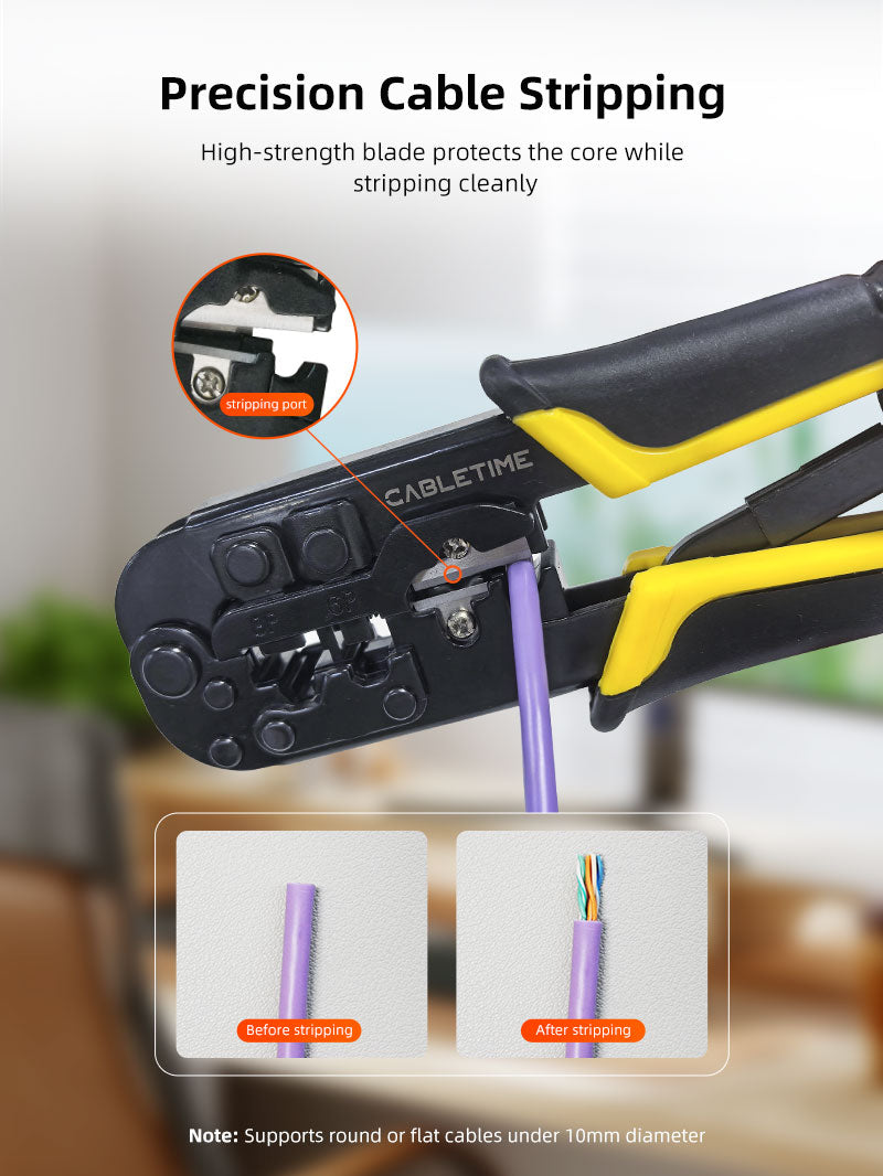 CABLETIME RJ45 Cat5 Cat6 Cable Crimping Tool for Ethernet & Telephone Cables – CNT1C