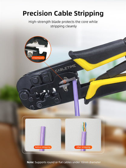 CABLETIME RJ45 Cat5 Cat6 Cable Crimping Tool for Ethernet & Telephone Cables – CNT1C