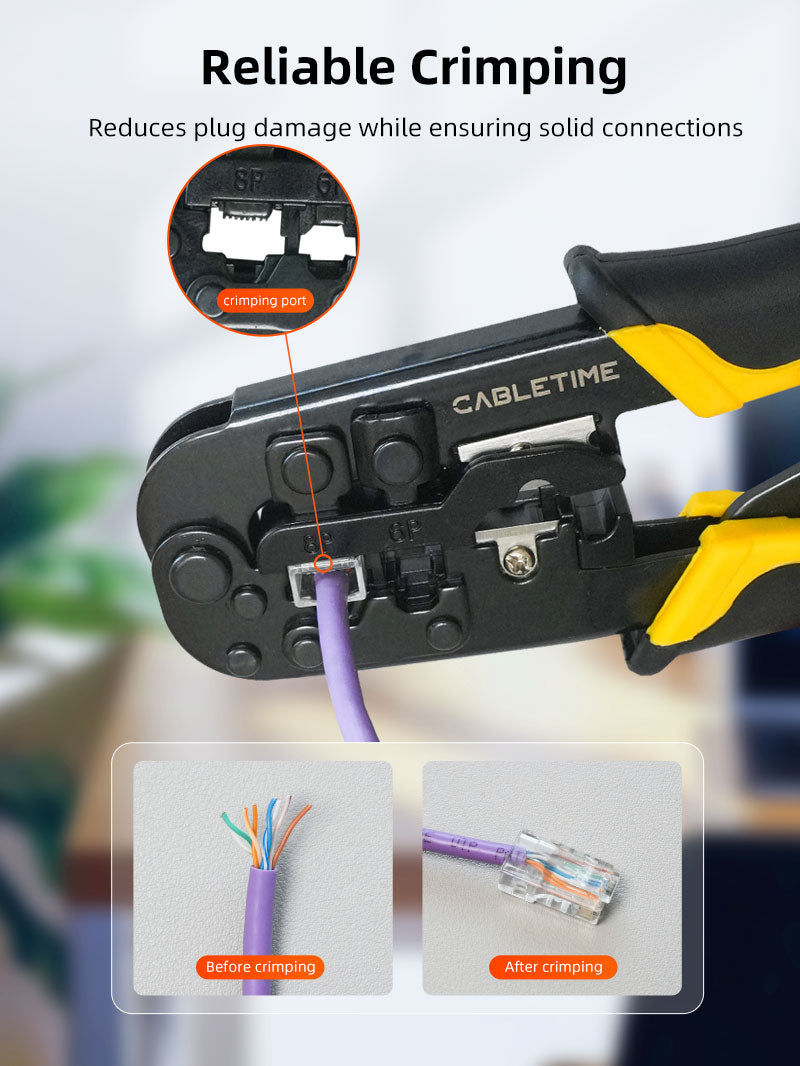 CABLETIME RJ45 Cat5 Cat6 Cable Crimping Tool for Ethernet & Telephone Cables – CNT1C