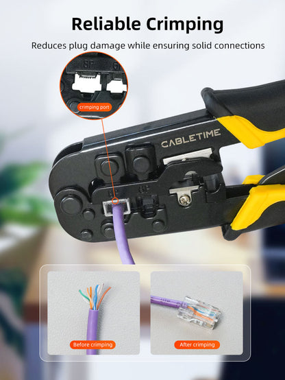 CABLETIME RJ45 Cat5 Cat6 Cable Crimping Tool for Ethernet & Telephone Cables – CNT1C