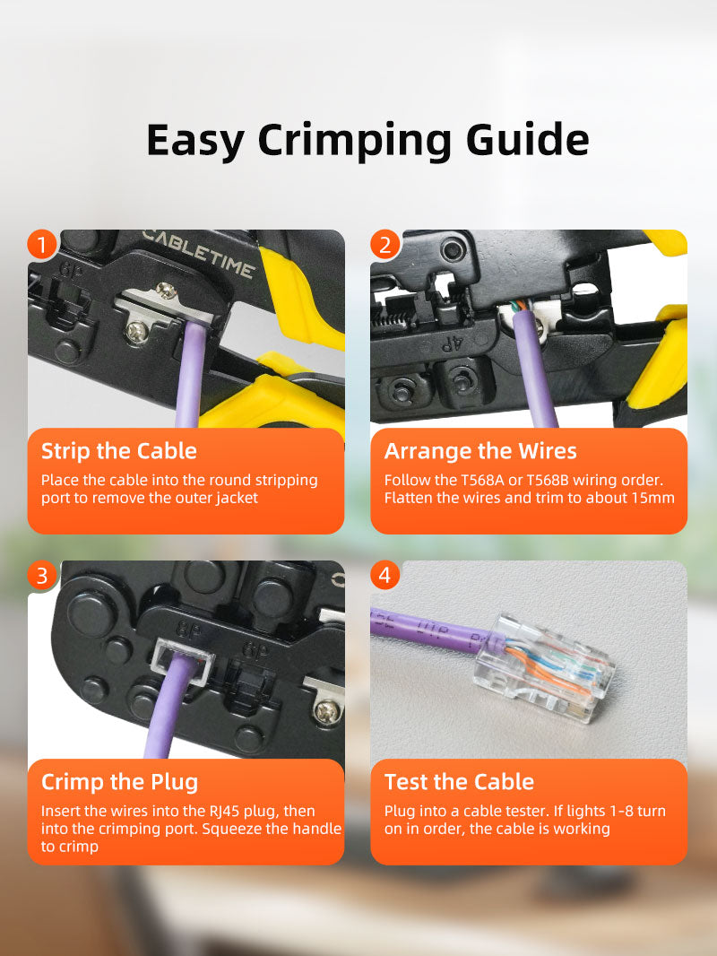 CABLETIME RJ45 Cat5 Cat6 Cable Crimping Tool for Ethernet & Telephone Cables – CNT1C