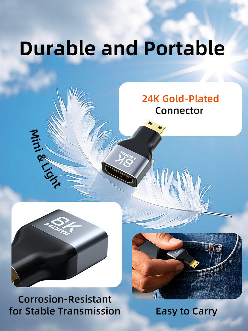 CABLETIME Bidirectional 8K Mini HDMI Male to HDMI Female Adapter, model CP45G, SKU CT-CHF8K-AG