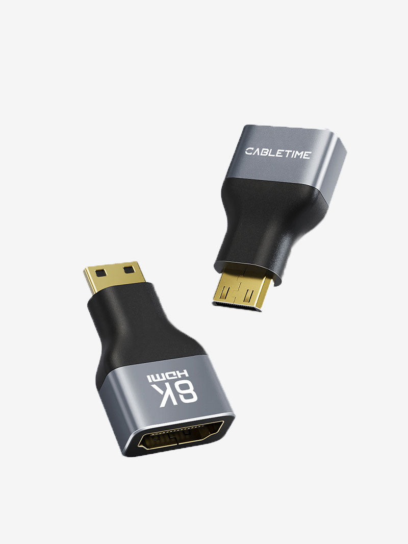 CABLETIME Bidirectional 8K Mini HDMI Male to HDMI Female Adapter, model CP45G, SKU CT-CHF8K-AG