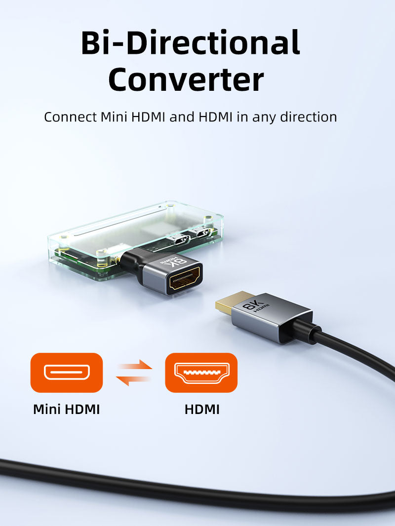 CABLETIME Bidirectional 8K Mini HDMI Male to HDMI Female Adapter, model CP45G, SKU CT-CHF8K-AG