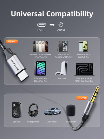 iPhone 16 15 Aux Cord for Car USB C to 3.5mm Audio Jack Cable Car Auxiliary