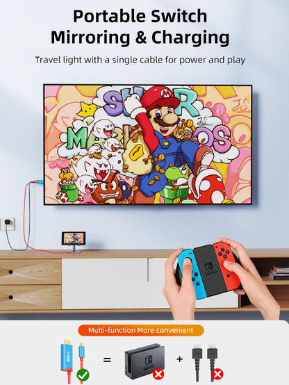 CABLETIME 4K60Hz USB C to HDMI Adapter Cable for Nintendo Switch 2 Mini Dock with PD100W, model CC16L, SKU CT-CMHD4P-PB2