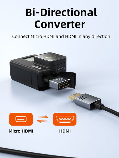 CABLETIME 8K@60Hz Bidirectional Micro HDMI to HDMI Adapter, model CP46G, SKU CT-DHF8K-AG