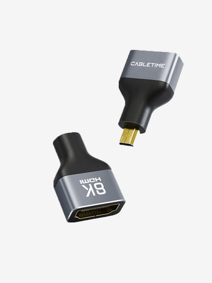 CABLETIME 8K@60Hz Bidirectional Micro HDMI to HDMI Adapter, model CP46G, SKU CT-DHF8K-AG