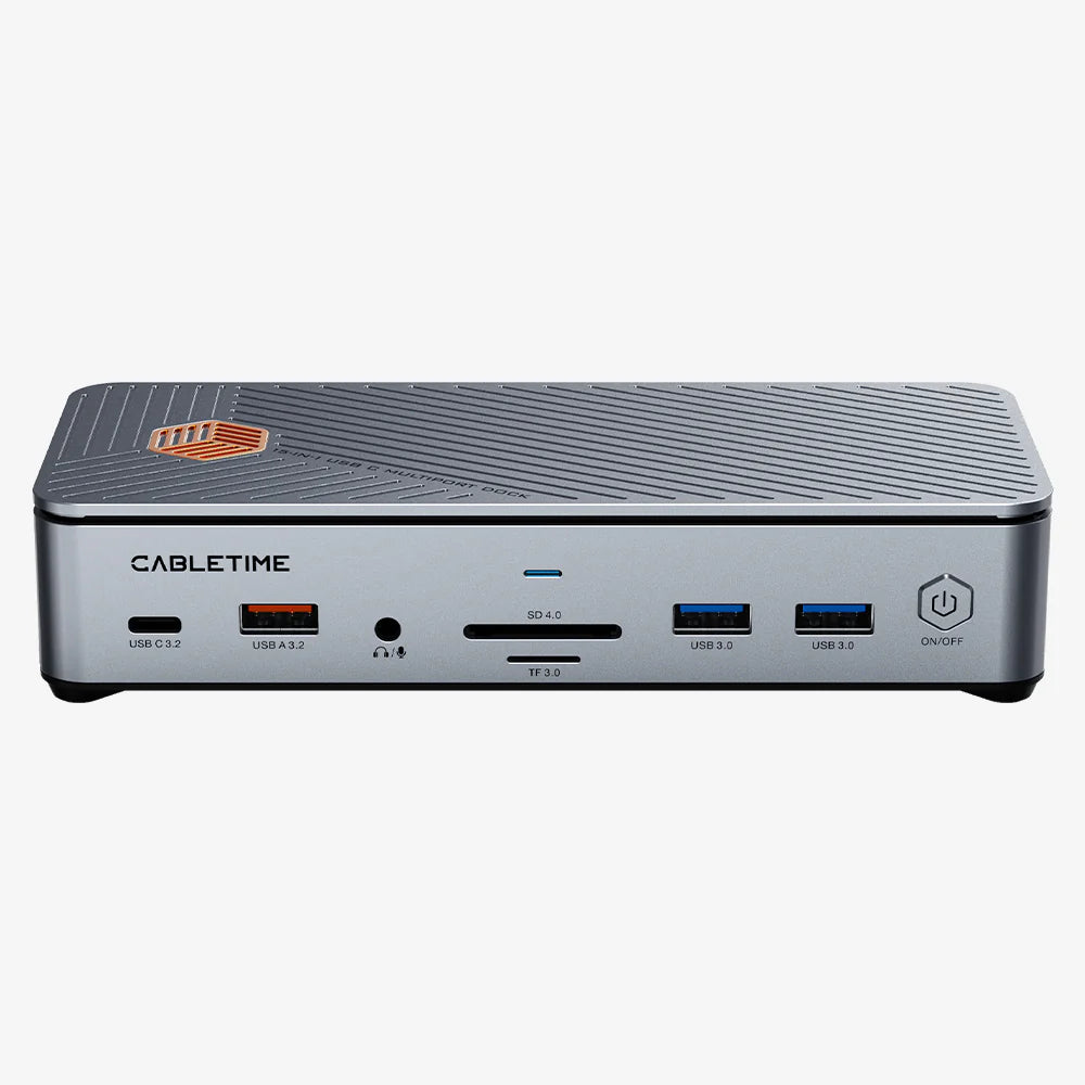 Cabletime 8K USB Laptop Docking Station Dual HDMI Three Monitors for ASUS Dell MacBook (CB14S)