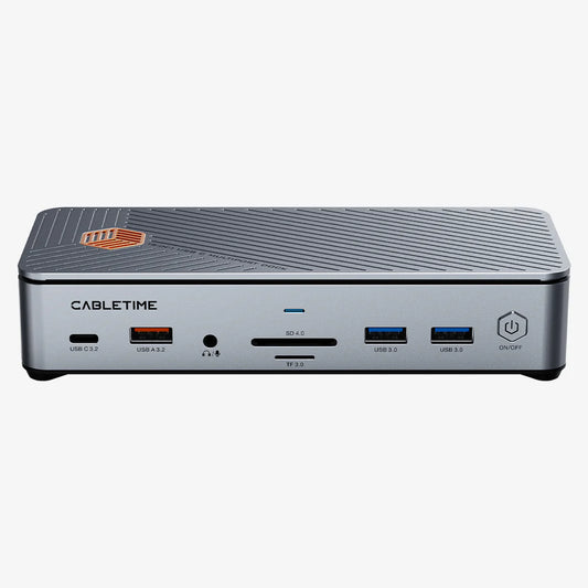 Cabletime 8K USB Laptop Docking Station Dual HDMI Three Monitors for ASUS Dell MacBook (CB14S)