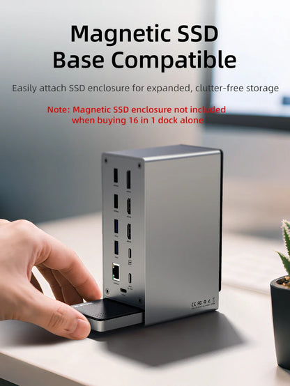 Cable Time Three Monitor 16-in-1 USB Type C Docking Station with SSD Enclosure (CB18G)