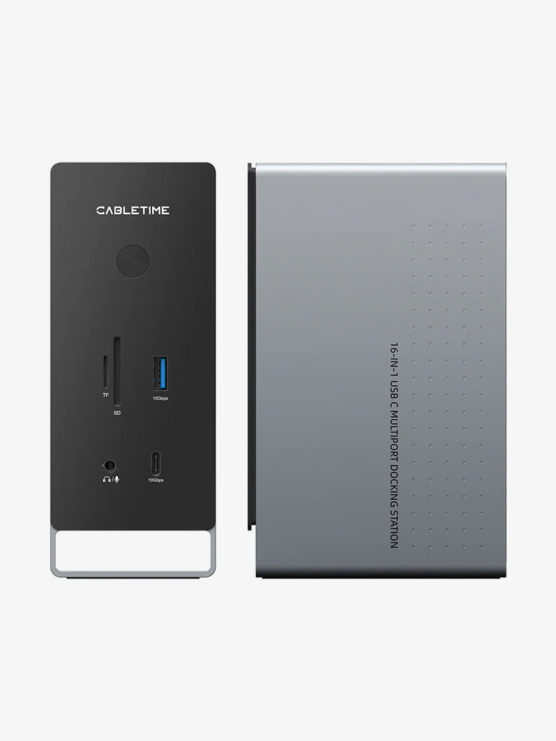 Cable Time Three Monitor 16-in-1 USB Type C Docking Station with SSD Enclosure (CB18G)