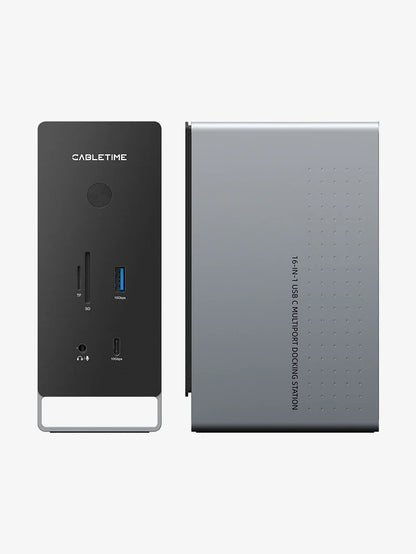 Cable Time Three Monitor 16-in-1 USB Type C Docking Station with SSD Enclosure (CB18G)