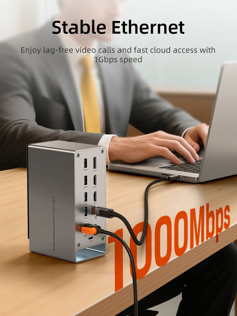 Cable Time Three Monitor 16-in-1 USB Type C Docking Station with SSD Enclosure (CB18G)