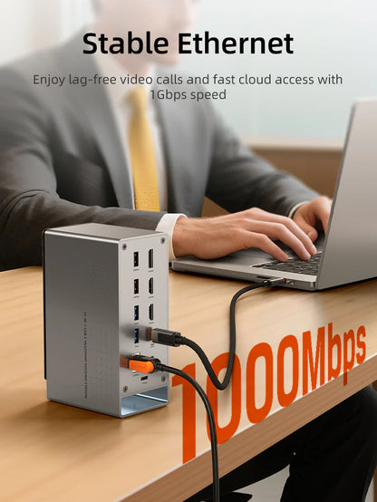 Cable Time Three Monitor 16-in-1 USB Type C Docking Station with SSD Enclosure (CB18G)
