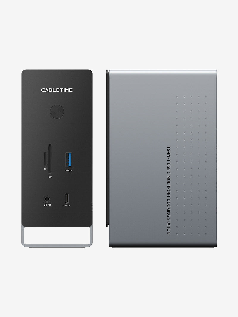 Three Monitor 16-in-1 USB Type C Docking Station with SSD Enclosure