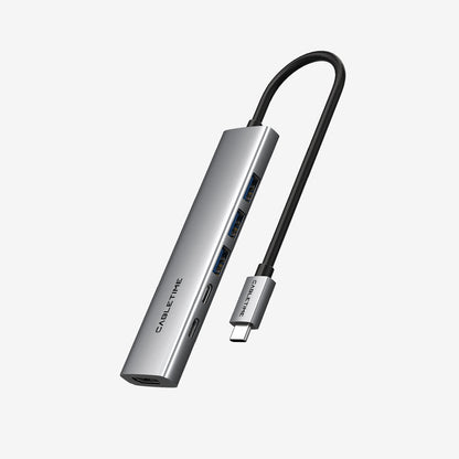 6 IN 1 USB C Hub with HDMI and 100W Power Delivery for Macbook Pro Air