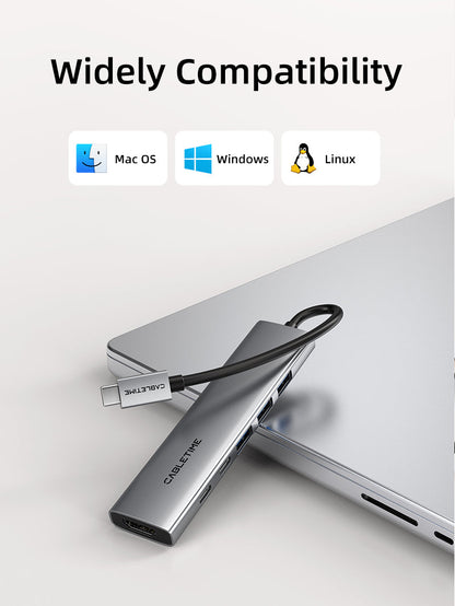 6 IN 1 USB C Hub with HDMI and 100W Power Delivery for Macbook Pro Air