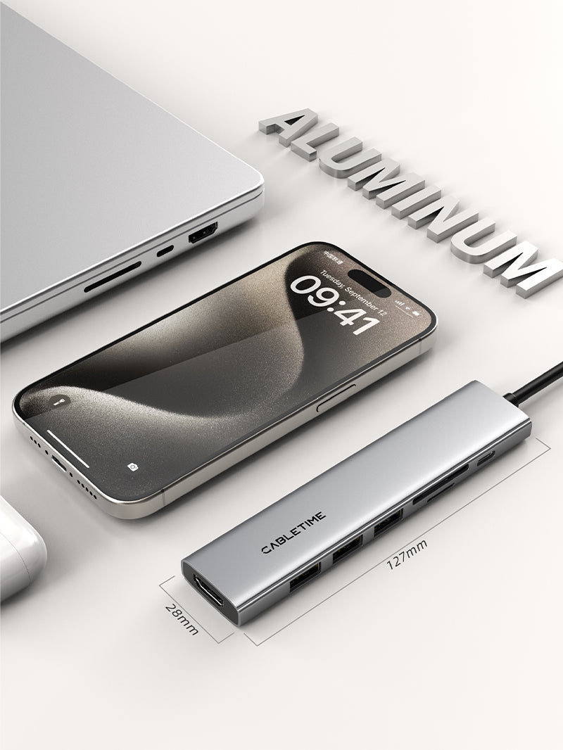Ultra Slim Aluminum Multiport 7 IN 1 USB-C Hub for Macbook Pro