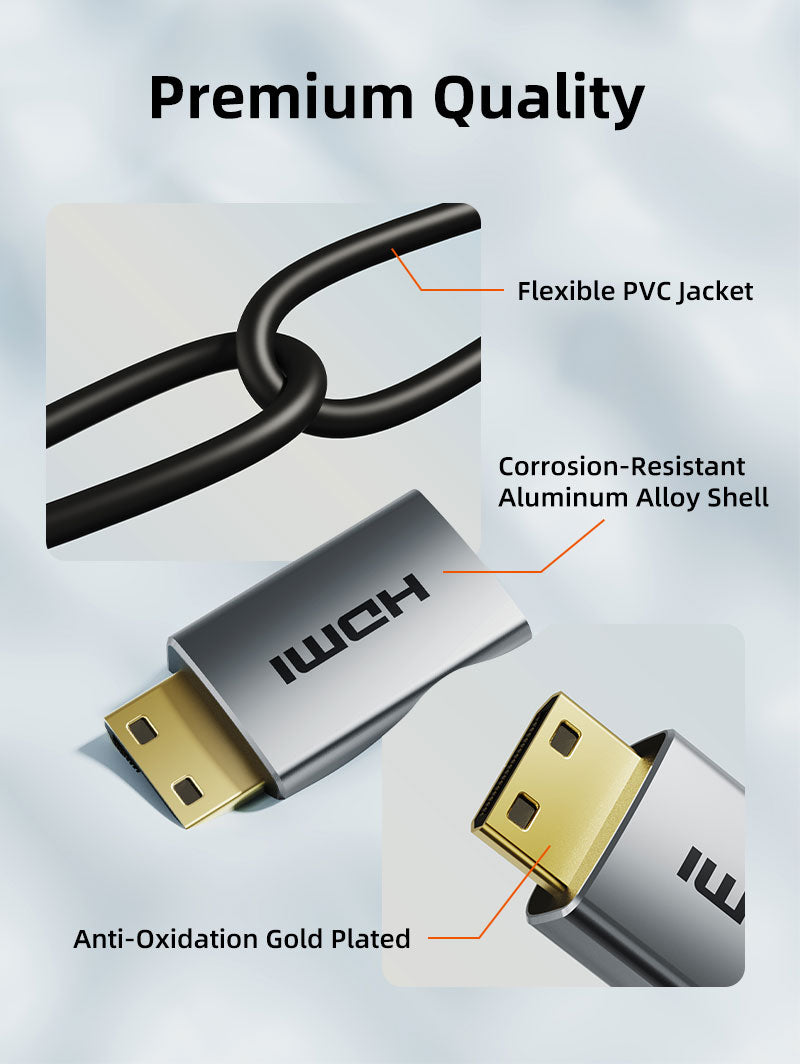 CABLETIME 8K60Hz Mini HDMI to HDMI Cable Bi-Direction for Raspberry Pi Zero / Camera / Camcorder