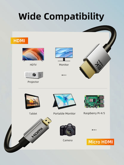 CABLETIME 8K60Hz Micro HDMI to HDMI Cable Bi-Direction for Raspberry Pi 4