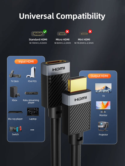 CABLETIME 4K HDMI Extension Cable Adapter Male to Female HDMI Extender for Roku TV Sticks PS4/PS5