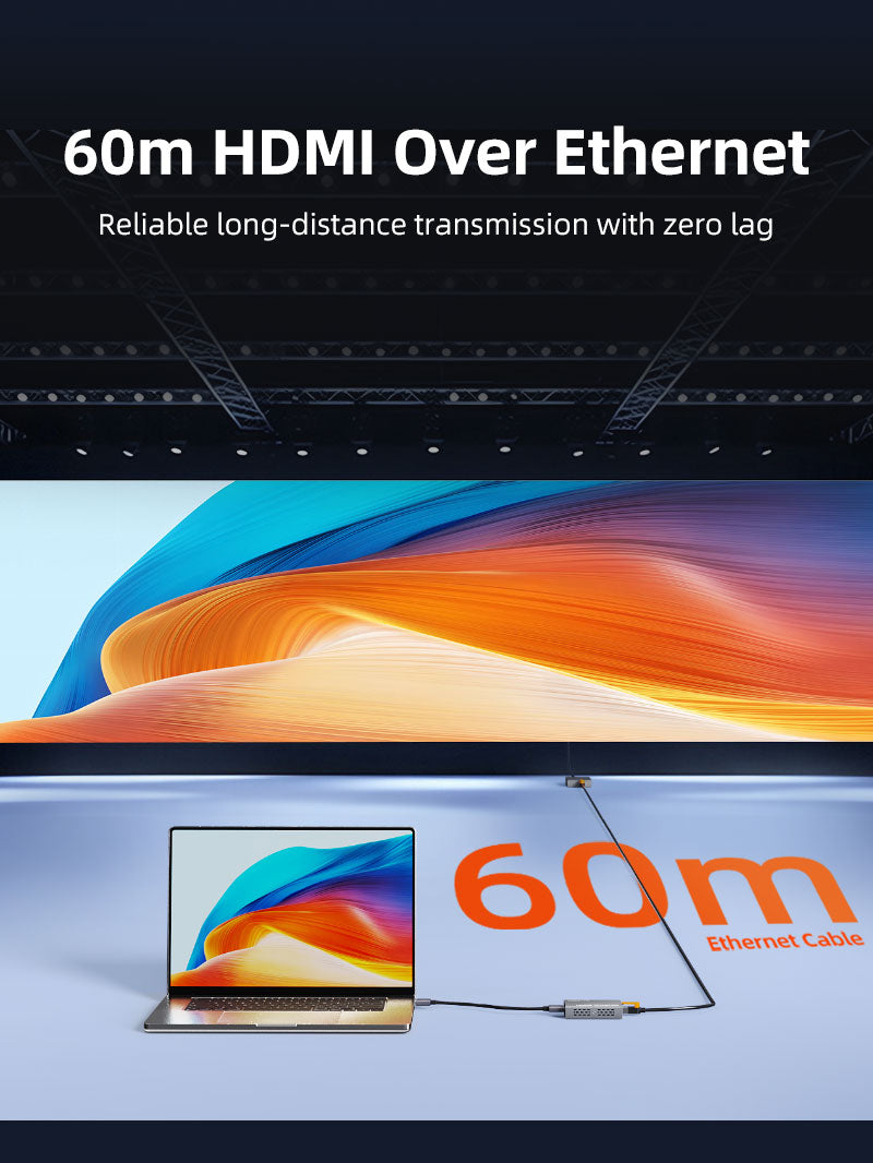 CABLETIME 1080P 60Hz CAT6 CAT5 HDMI Extender Over Ethernet 60m with HDMI Loop-Out, IR Control & EDID Support