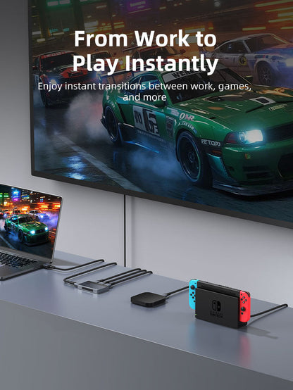 CABLETIME 3-Port HDMI Switcher 4K 60Hz with IR Remote & Manual Control for PS5, Xbox, Fire Stick, Roku, Apple TV & PC