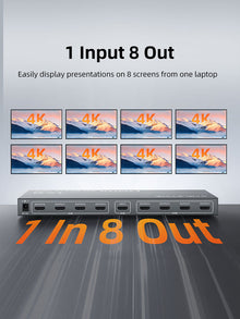 CABLETIME 4K 1x8 HDMI Splitter Distribution Amplifier, 1 In 8 Out HDMI Splitter for Multiple Displays