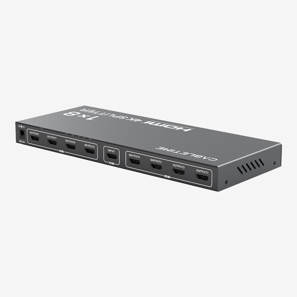 CABLETIME 4K 1x8 HDMI Splitter Distribution Amplifier, 1 In 8 Out HDMI Splitter for Multiple Displays