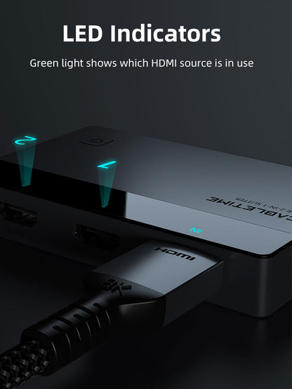 CABLETIME 4K 60Hz HDMI Splitter 1 IN 2 Out for Dual Monitors, HDMI 1x2 Splitter with USB-C Power & LED Indicators