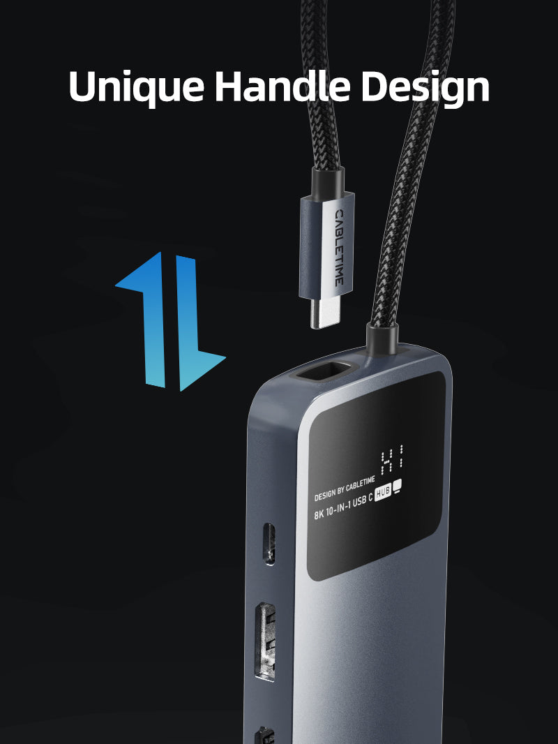 10 IN 1 8K USB C Hub for Dual 4K 60Hz Monitor