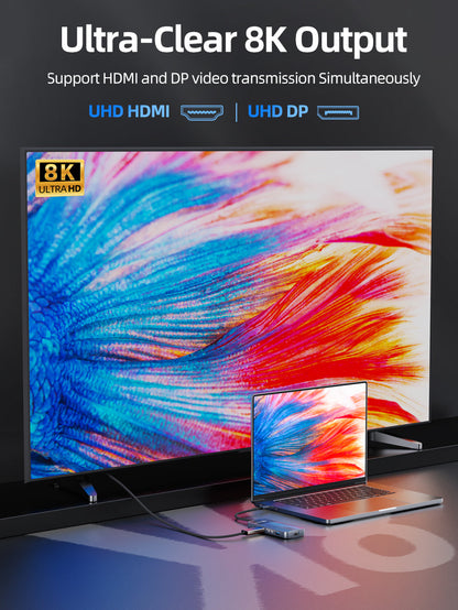 10 IN 1 8K USB C Hub for Dual 4K 60Hz Monitor