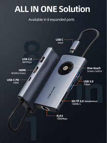 8-in-1 USB-C Adapter Hub with HDMI Ethernet Port for Macbook Pro