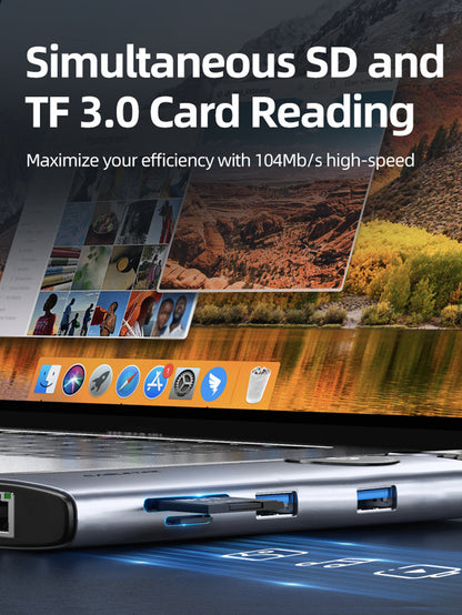 8-in-1 USB-C Adapter Hub with HDMI Ethernet Port for Macbook Pro