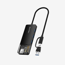 CABLETIME USB-C to 4-port USB-A 3.0 hub with braided cable, black