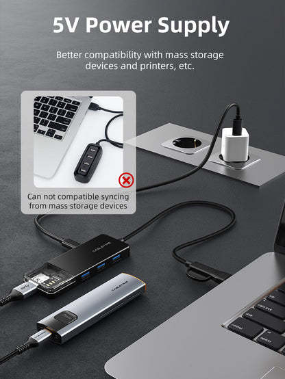 CABLETIME 10Gbps USB A 3.2 Hub USB-A / USB-C to 4-Port USB-A Hub for Laptop -