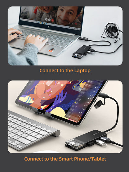 CABLETIME 10Gbps USB A 3.2 Hub USB-A / USB-C to 4-Port USB-A Hub for Laptop -